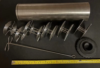 Vintage Japan 13" Stainless Steel Film Developing Tank w/Lid/Lifting Rod/5 Reels - Image 1 of 2