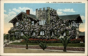 Postal de colección California rosa cubierta residencia años 20 sin usar - Imagen 1 de 2