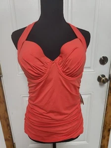 Tommy Bahama Women's Swim Tankini Top XL Bra C Cup Pink Underwire Tummy Control - Picture 1 of 6
