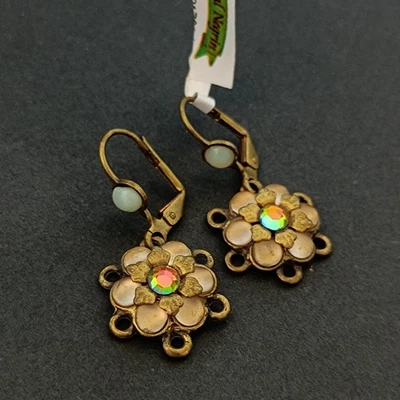 Pendientes Michal Negrin Verde Art Nouveau Renacimiento Boho Chic Floral Gota Romántica Foto 1 de 4