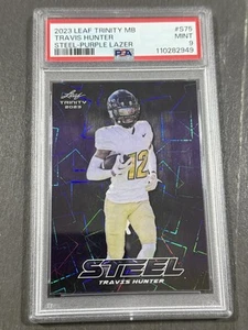 2023 LEAF TRINITY MEGA BOX STEEL PURPLE LAZER #S75 TRAVIS HUNTER 1/49 PSA 9 - Picture 1 of 2