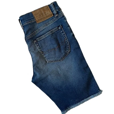 POLO BY RALPH LAUREN Denim Stretch Bermuda Jean Shorts Raw Hem Boys Girls Sz 14 - Image 1 of 4