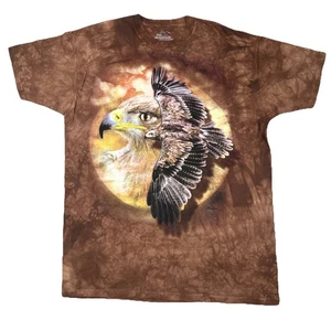 Vintage Y2K The Mountain Flying Eagle Nature Shirt Men's XXL Brown Tie Dye - Picture 1 of 6