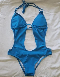 Women Swimwear LYCRA One PIECE Bikini Turquoise Swimsuit MONOKINI Triangle MED - Picture 1 of 3