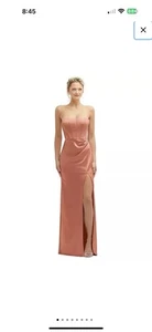 NWT After Six SZ 6R Strapless Topstitched Corset Satin Maxi Draped Column Skirt - Picture 1 of 11