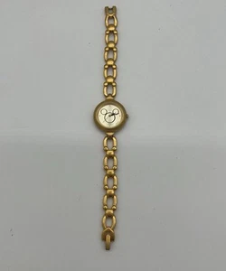 Vintage Disney Jaz Mickey Mouse Gold Tone Watch - Japan -9001-BL 1990s Modernist - Picture 1 of 8