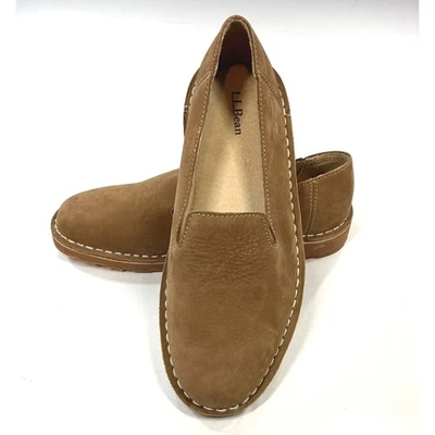 Zapatos LL Bean, gamuza tostada, zapatos planos sin cordones, suela de goma Foto 1 de 4