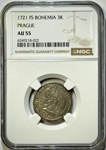 1721 FS BOHEMIA PRAGUE 3 Kreuzers - Leopold I - NGC AU 55 - POP 1 of 1 - Picture 1 of 7