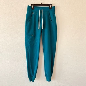 Figs Zamora Jogger Scrub Pants Women's 2XS Green Viscose Tapered Leg Drawstring - Picture 1 of 6