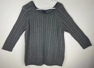 AEO American Eagle Outfitters maglione donna grigio maglia grossa cavo taglia large - Foto 1 di 4