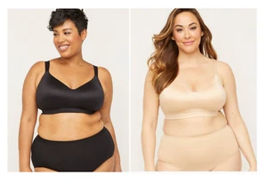 New Catherines Plus Size Full Coverage Smooth No Wire Bra Black Nude - Picture 1 of 17