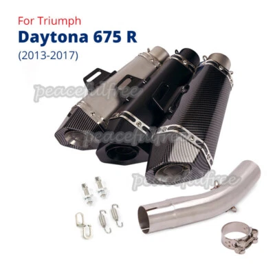 Puntas de escape de acero inoxidable de 51 mm para Triumph Daytona 675R 2013-17 tubo de enlace medio Foto 1 de 4