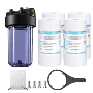 Carcasa filtro de agua transparente para toda la casa 4P 10""x4,5"" sistema de sedimentos 1""NPT - Imagen 1 de 19