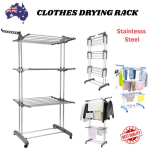 Foldable Garment Hanger Clothes Airer Drying Rack Laundry Support Horse Stand - Picture 1 of 19