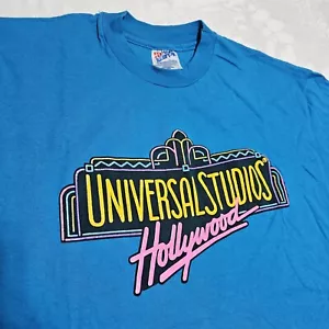 Vtg Universal Studios Hollywood Shirt Mens Large 90s Neon USA Single Stitch Park - Picture 1 of 9