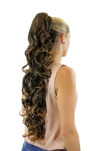 Haarteil/Zopf lockig 75 cm Butterfly-Klammer Schwarz-Blond-Mix XF-6099-2T27 - Bild 1 von 3