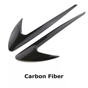 2Pcs Black Carbon Fiber Vent Fender Trim Boomerang Sticker Emblem For Benz AMG - Picture 1 of 12