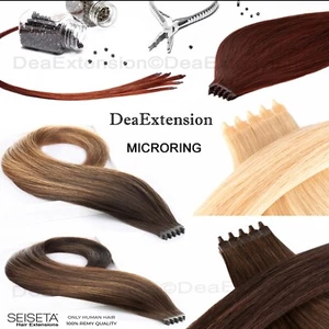Extension Capelli Veri Microring SEISETA I Tip Confezione 10 ciocche Remy Hair - Picture 1 of 55