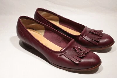 Zapatos Mocasines De Colección Pappagallo Cuero Rojo Sangre de Buey Tacón Bajo Para Mujer Talla 8 M Foto 1 de 4