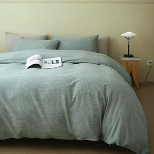 Linen Duvet Cover Queen Size - Soft Breathable Cotton Linen Blend, 3-Pieces B... - Picture 1 of 8