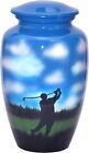 Funeral Urn Hand Painted Cloud Large Burial Urn for Human Ashes Adult Velvet Bag