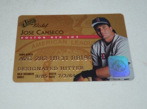 1995 DONRUSS STUDIO GOLD - JOSE CANSECO BOSTON RED SOX CARD 9 OF 50