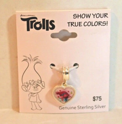 Trolls Poppy Sterling Silver Heart Pendant for Necklace NEW - Image 1 of 2