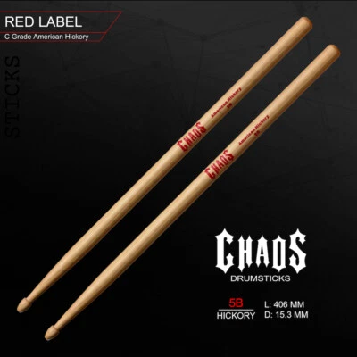DRUM STICKS 5B CHAOS 5B DRUMSTICKS – RED LABEL DRUM STICKS AMERICAN HICKORY