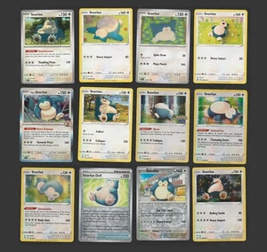 Juego de 12 cartas Pokémon Snorlax básico 151 mazo construcción holograma raro - Imagen 1 de 1