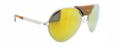 Óculos de sol espelhado Givenchy SGV A53 COL.579G prata piloto aviador novo e autêntico - Imagem 1 de 4