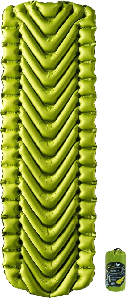 Klymit Static V2 Advanced Body Mapped Superlight Inflatable Sleeping Pad - Light Green/Gray, Regular (06S2GRRFC)