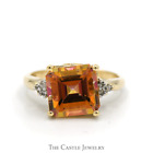 Square Shaped Pink & Yellow Mystic Topaz with Diamond Accents in 14k Yellow Gold