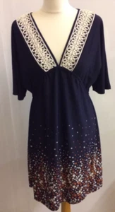 *BNWT* NEW YORK LAUNDRY Ladies Navy Dress Tunic Star Lace Stretch UK 10 - Picture 1 of 9