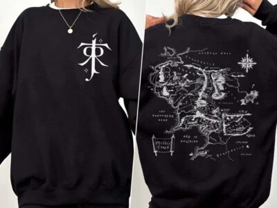Lord of the Rings Sweatshirt, J.R.R. Tolkien Sweatshirt, Middle Earth Map Merch - Image 1 of 4