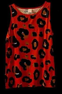 Womens Leopard Print Tank Top Red Polyester New Spring Summer Sleeveless - Picture 1 of 1
