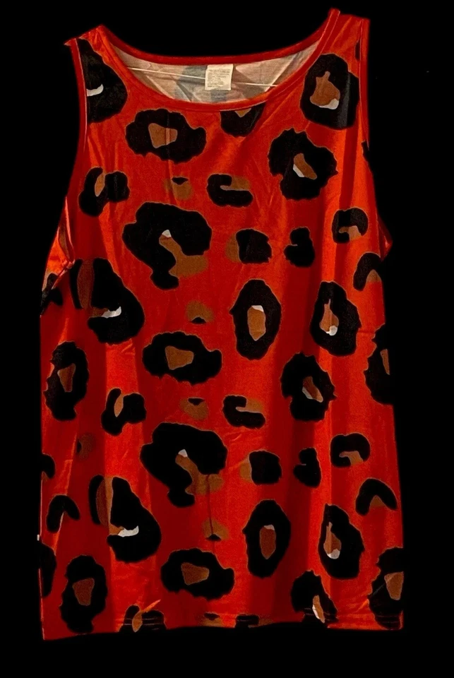Camiseta sin mangas con estampado de leopardo roja de poliéster nueva primavera verano para mujer Foto 1 de 1