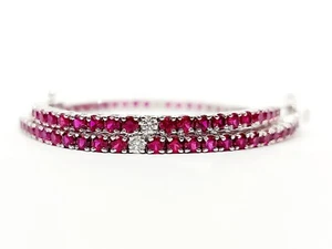 Bracciale Astralia Tennis rubini e Diamanti naturali in oro bianco 18 kt -750 - Foto 1 di 8