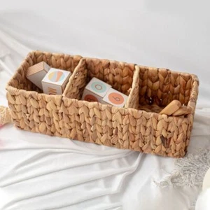 Household Woven Divided Basket Creative Room Storage Box Kitchen Accessories - Picture 1 of 9