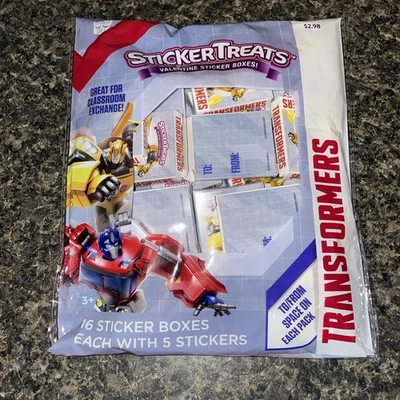 Transformers Robot Valentine’s Day Sticker Treats 16 Boxes Party Favors New - Image 1 of 4