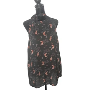 Torrid Tiger Print Plus Size Blouse Size 2 2X Black Keyhole Back Neck Tie Top - Picture 1 of 13