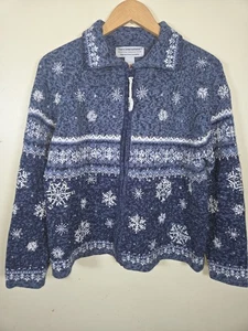 Y2K Tiara International Perlen mit Schmucksteinen besetzte Perle Schneeflocke Fair Isle Reißverschluss Weihnachten - Bild 1 von 7