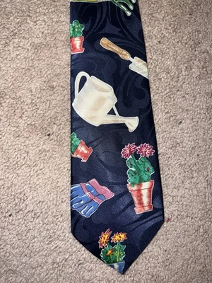 A. Rogers Jardinería Temática Corbata Azul Marino Flores Guantes Regadera De Colección Foto 1 de 4