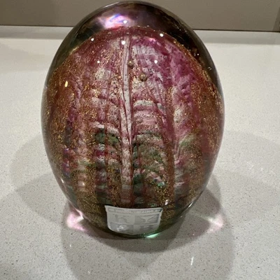 Peso de papel antigo Murano Barovier & Toso Cordonato D'Oro vidro arte ouro rosa - Imagem 1 de 4