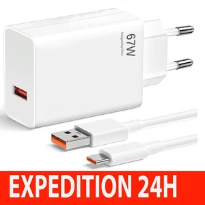 ⚡ Chargeur Rapide Xiaomi 67W / 33W+ Câble USB-C 1m🔋 - Garantie 2 ans - Imagen 1 de 25