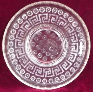 Daisy & Greek Key Toddy Tasse Teller Untertasse Davidson Glas England Antik 1886 - Bild 1 von 5
