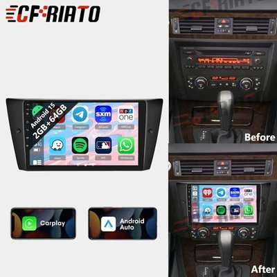 For BMW E90 M3 328i 335i Apple Carplay GPS Navi 64G Android 15 Car Stereo Radio Foto 1 de 4