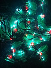 Vintage Christmas HOLLY Christmas Tree Lights / PLUG IN  / 30   / GOOD PRICE
