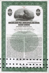 1945 Chicago Saint Paul Minneapolis & Omaha RW Bond Certificate  - Picture 1 of 1