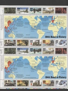 1994 US Scott# 2838 WW II 1944: The Road To Victory Sheet of 20 MNH - Picture 1 of 1
