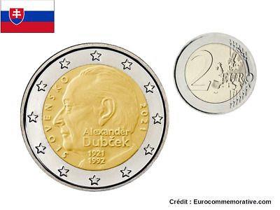 2 Euros Commémorative Slovaquie 2021 Dubcek UNC • 3.57€
